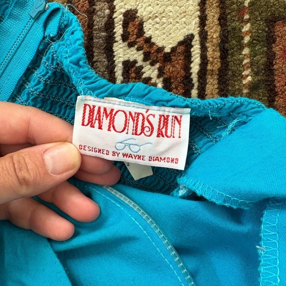 Vintage Diamonds Run Blue Strapless Basque Waist Corset Dress ( - Picture 4 of 6